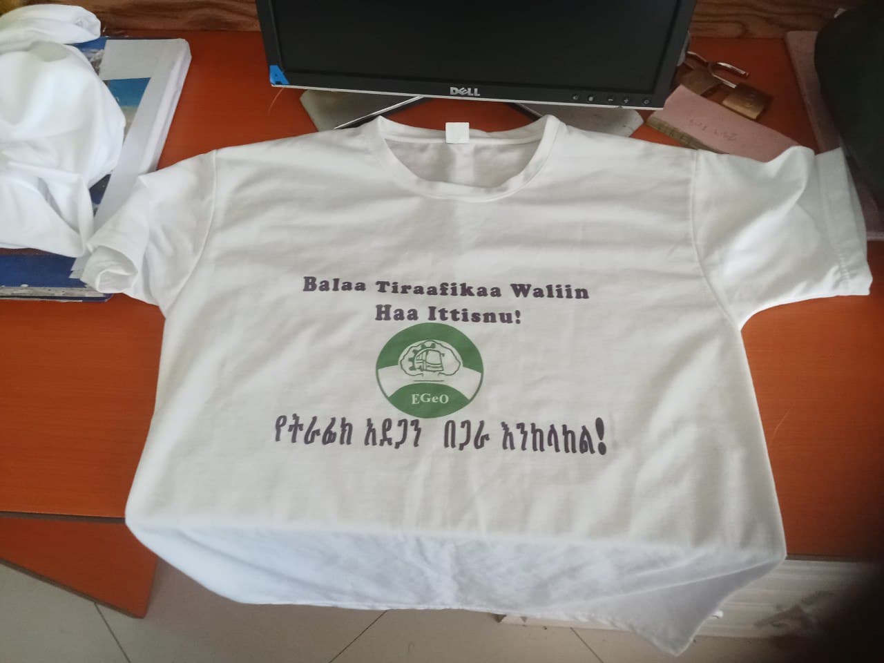 Traffic-safety campaign t-shirt in two languages